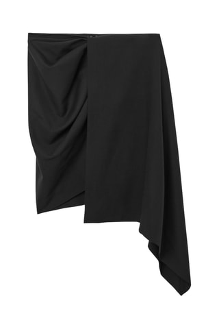 Saia assimétrica em lã - Preto