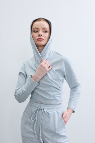 Top com capuz - Azul