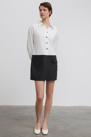 Vestido direito - Branco e preto