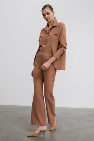 Calças de cintura alta - Castanho