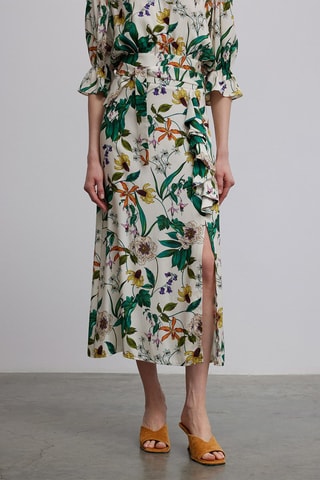 Saia midi cintura alta - Multicor