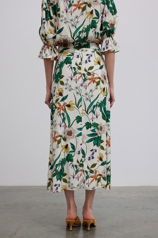 Saia midi cintura alta - Multicor