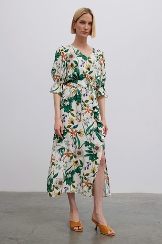 Saia midi cintura alta - Multicor