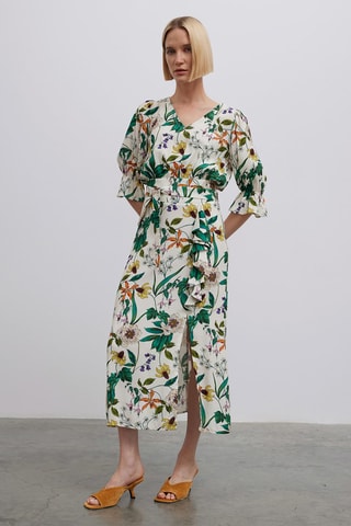 Saia midi cintura alta - Multicor