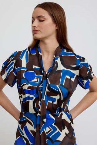 Vestido midi - Branco e azul