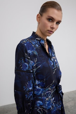 Vestido estilo patinadora - Azul e branco