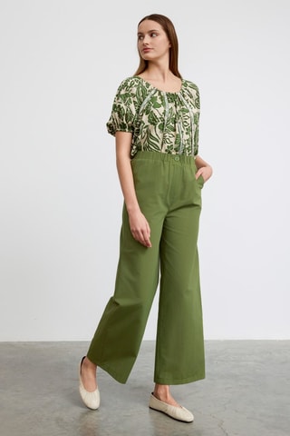 Calças de cintura alta - Verde