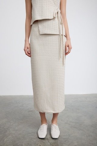 Saia midi cintura alta - Bege