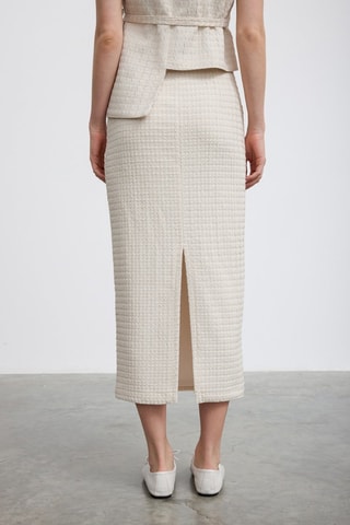 Saia midi cintura alta - Bege