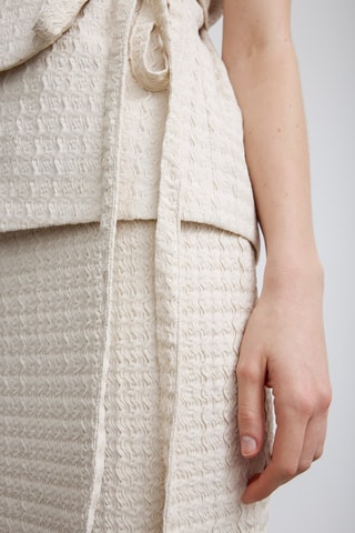 Saia midi cintura alta - Bege