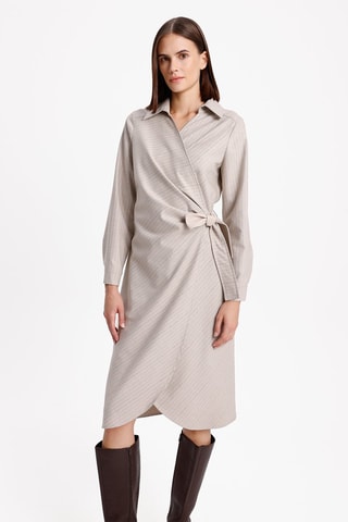 Vestido traçado - Castanho e bege