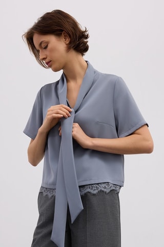 Blusa  - Blu e grigio