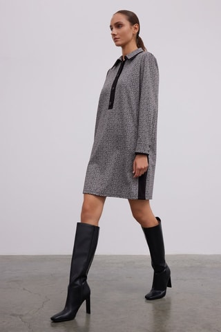 Vestido-camisa - Branco e preto