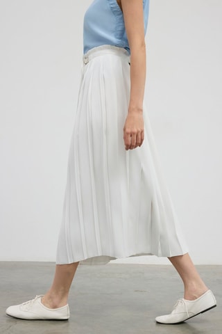 Saia plissada de cintura alta - Branco