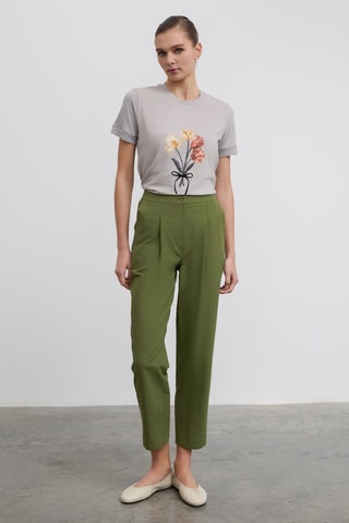 Calças corte cenoura 7/8 - Verde