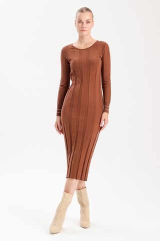 Vestido justo - Branco e castanho