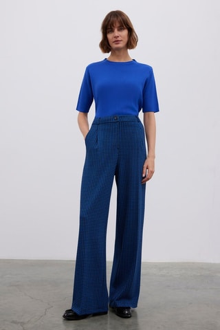 Calças wide legs - Preto e azul