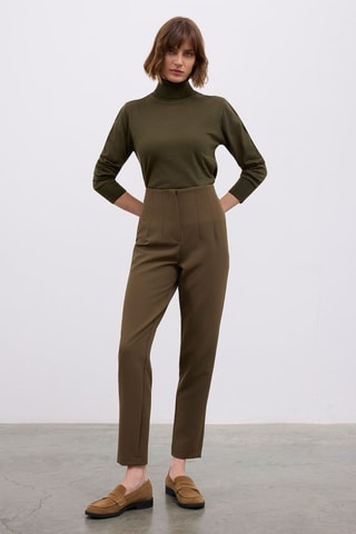 Calças de cintura alta - Verde