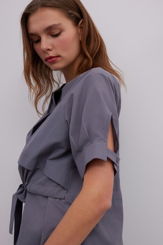 Vestido-camisa - Cinzento