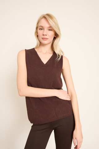 Camisola sem mangas - Castanho