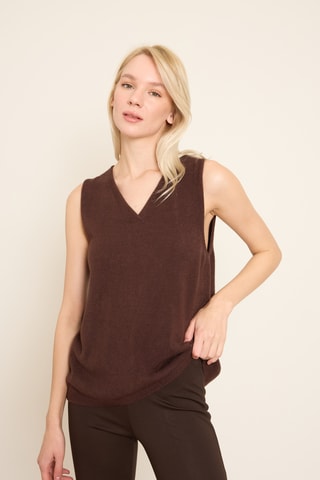Camisola sem mangas - Castanho