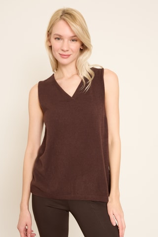 Camisola sem mangas - Castanho