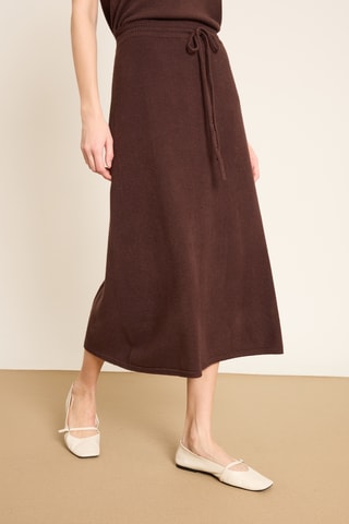 Saia comprida cintura subida - Castanho