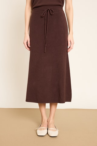 Saia comprida cintura subida - Castanho
