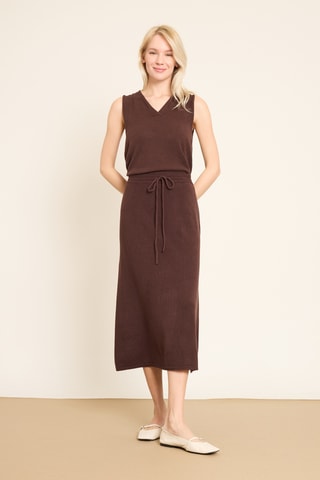 Saia comprida cintura subida - Castanho