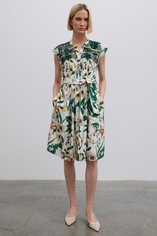 Vestido-camisa - Branco e verde