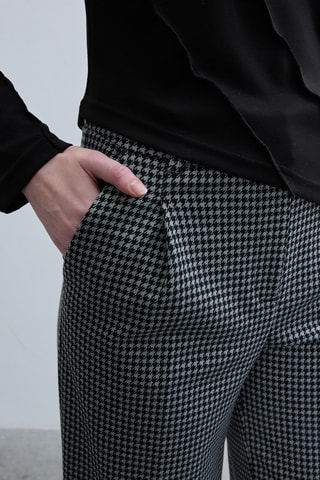 Calças wide legs - Preto e cinzento