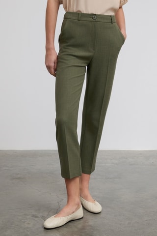 Calças corte cigarro 7/8 cintura alta - Verde