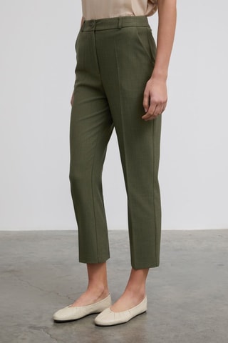 Calças corte cigarro 7/8 cintura alta - Verde