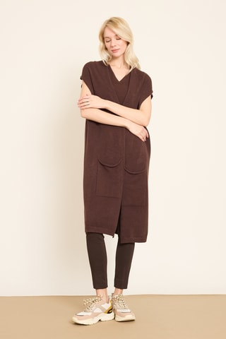 Casaco de malha comprido - Castanho