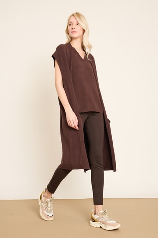 Casaco de malha comprido - Castanho