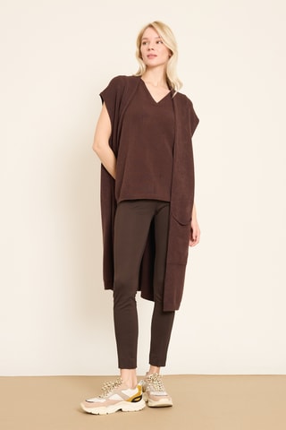 Casaco de malha comprido - Castanho