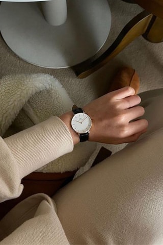 Montre à quartz en cuir et plaqué or rose Petite Reading