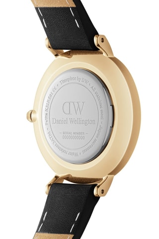 Leren Quartz Horloge Petite 28 Sheffield - Zwart en Goudkleurig