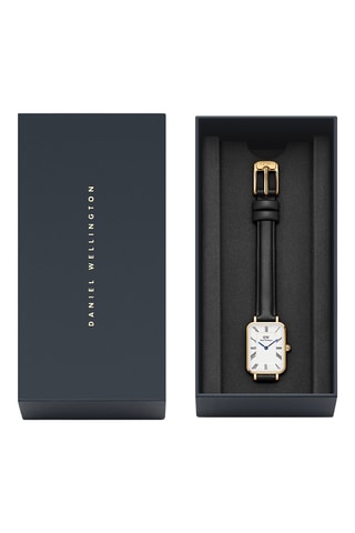 Montre à quartz en cuir - Noir et doré