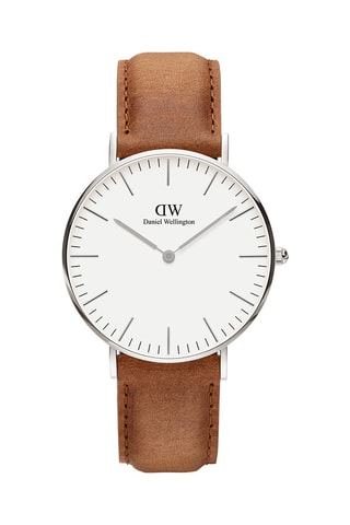 Montre à quartz en cuir Classic Durham - Camel et argenté