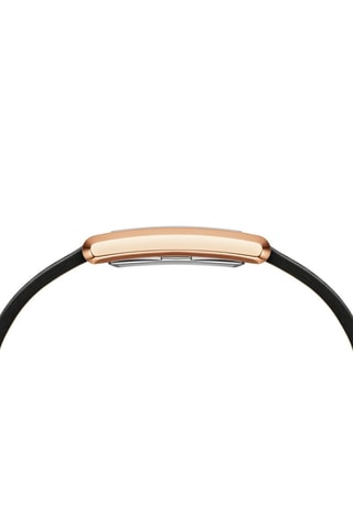 Montre à quartz en cuir véritable - Noir et doré