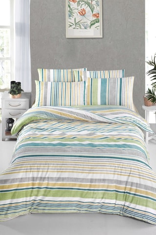 Juego de nórdico de algodón reforzado 57 hilos/cm² Sanvi - Verde y gris