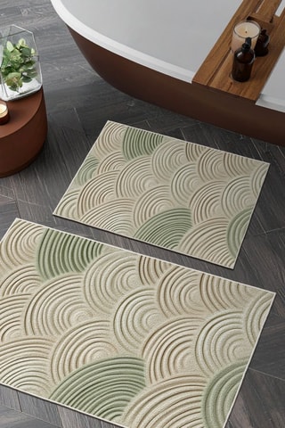 2 alfombras de baño - Verde - 50 x 60/60 x 100 cm