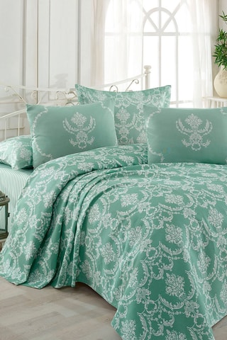 Colcha Pure - Verde agua y blanco