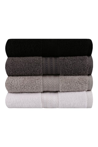 4 toallas de tocador - Negro y gris oscuro - 30 x 50 cm