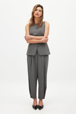 Pantalon taille haute - Gris