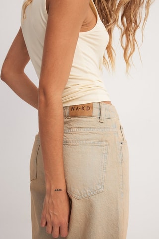 Jean large taille haute - Beige