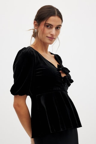 Top en velours - Noir