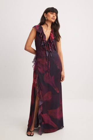 Robe longue - Rose foncé et noir