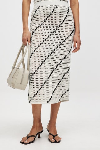 Jupe midi taille haute - Beige